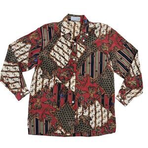 Vintage Peter Hahn Carat 100% Silk Scarf Print Tunic Blouse EU 42 US 10